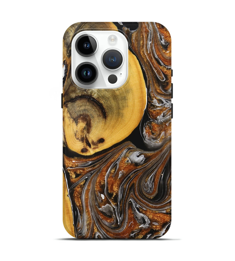 iPhone 15 Pro Wood+Resin Live Edge Phone Case - Sonya (Black & White, 712753)