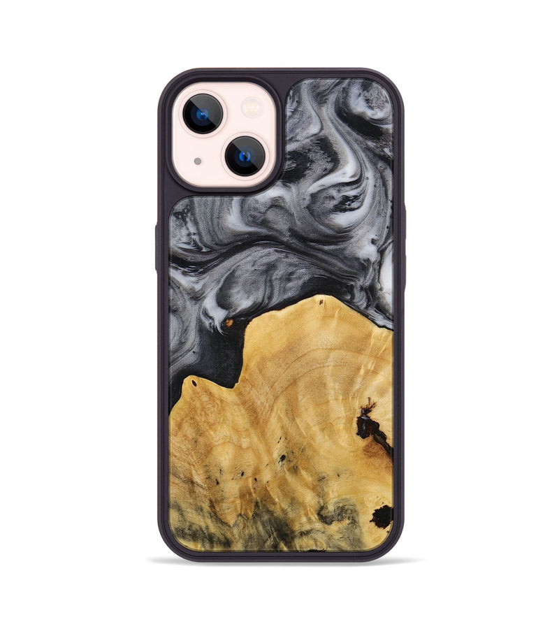 iPhone 14 Wood+Resin Phone Case - Dale (Black & White, 712935)