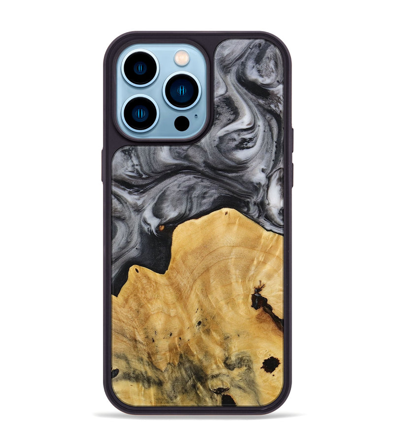 iPhone 14 Pro Max Wood+Resin Phone Case - Dale (Black & White, 712935)