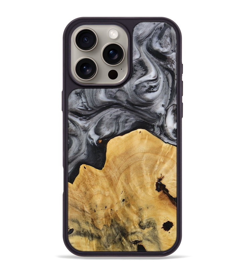 iPhone 16 Pro Max Wood+Resin Phone Case - Dale (Black & White, 712935)