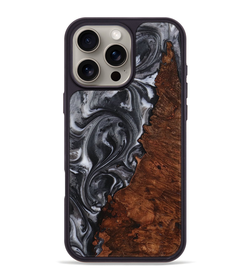 iPhone 16 Pro Max Wood+Resin Phone Case - Ollie (Black & White, 712939)