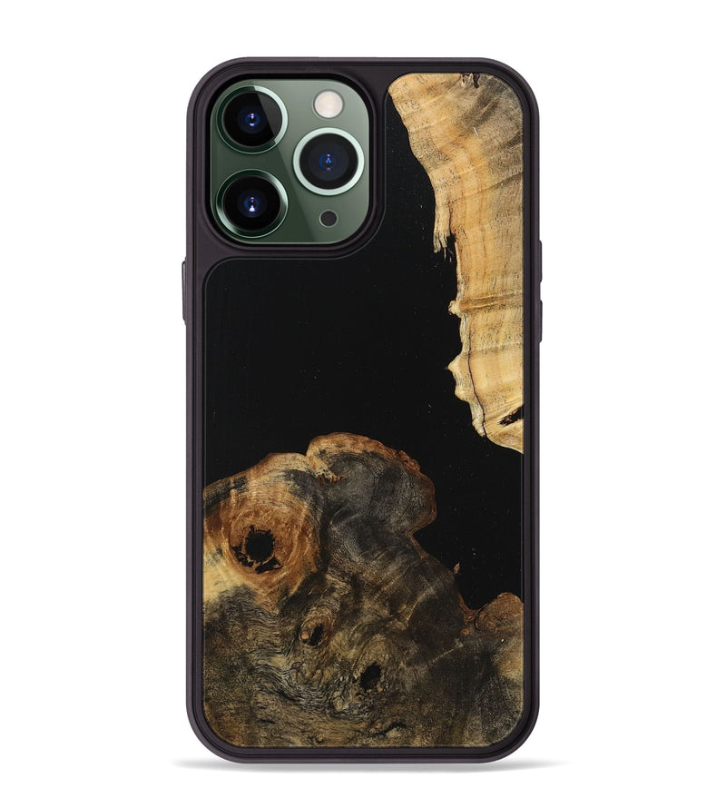 iPhone 13 Pro Max Wood+Resin Phone Case - Bill (Pure Black, 712946)