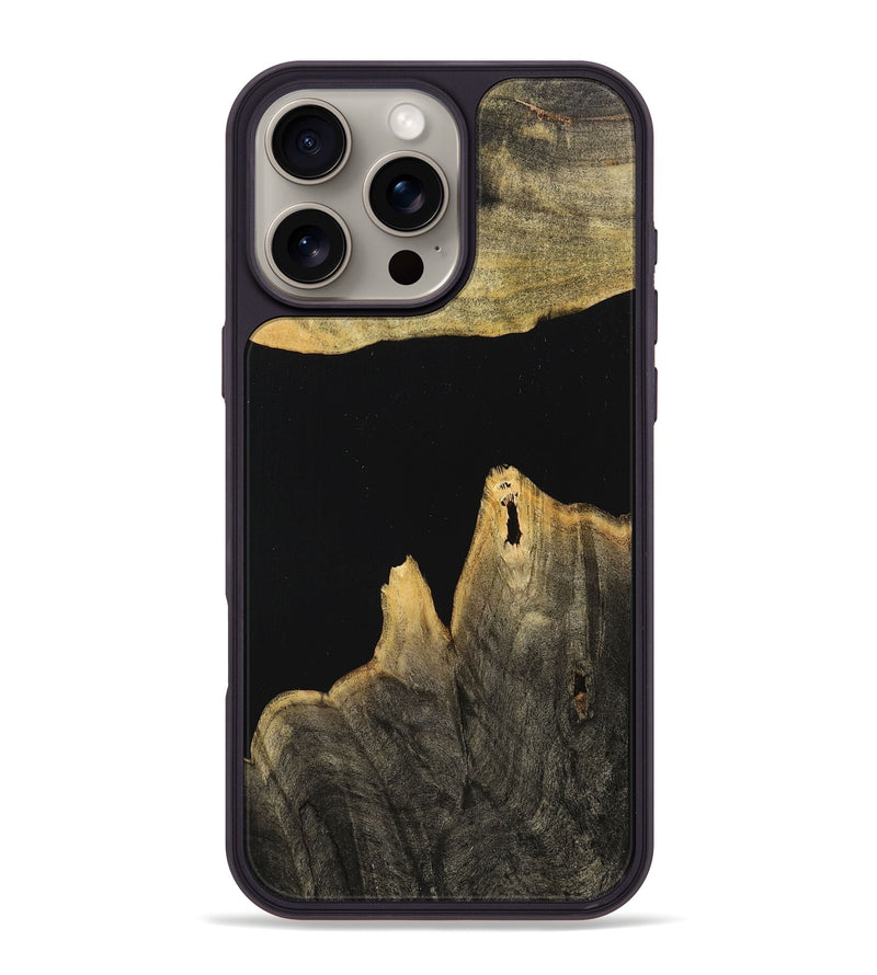 iPhone 16 Pro Max Wood+Resin Phone Case - Christine (Pure Black, 712947)