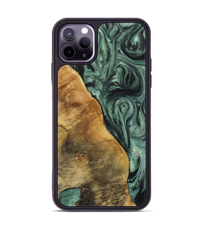 iPhone 11 Pro Max Wood+Resin Phone Case - Mallory (Green, 712974)