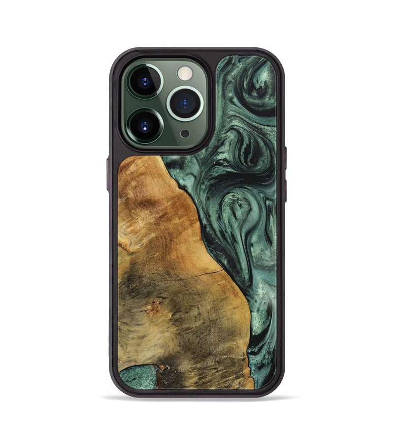 iPhone 13 Pro Wood+Resin Phone Case - Mallory (Green, 712974)