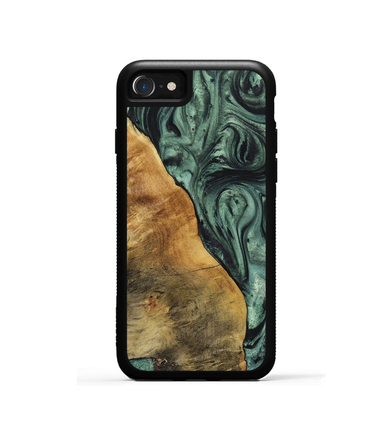 iPhone SE Wood+Resin Phone Case - Mallory (Green, 712974)