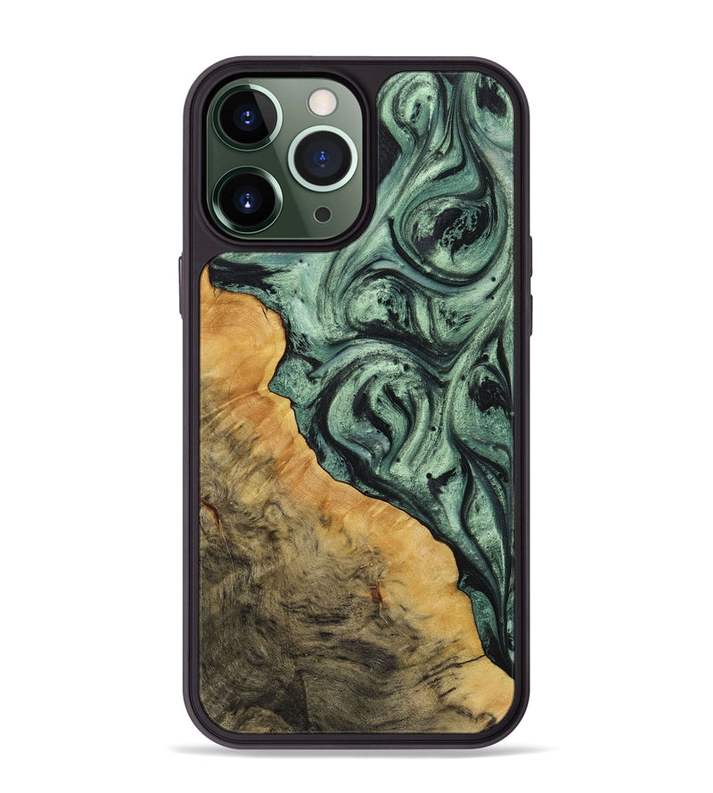 iPhone 13 Pro Max Wood+Resin Phone Case - Mckenzie (Green, 712978)