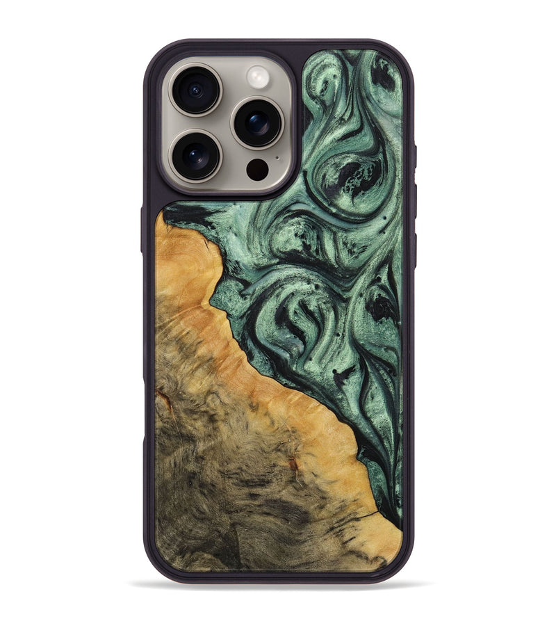 iPhone 16 Pro Max Wood+Resin Phone Case - Mckenzie (Green, 712978)