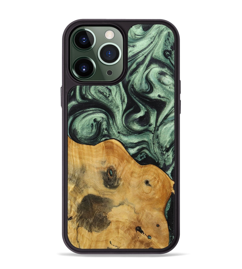 iPhone 13 Pro Max Wood+Resin Phone Case - Jo (Green, 712979)