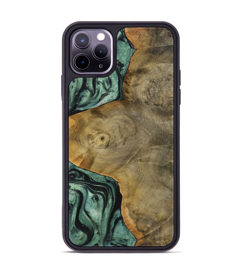 iPhone 11 Pro Max Wood+Resin Phone Case - Kennedy (Green, 712981)