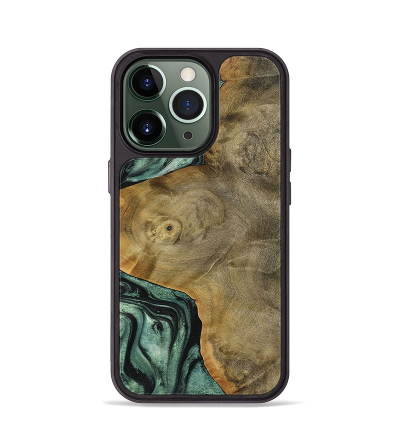 iPhone 13 Pro Wood+Resin Phone Case - Kennedy (Green, 712981)