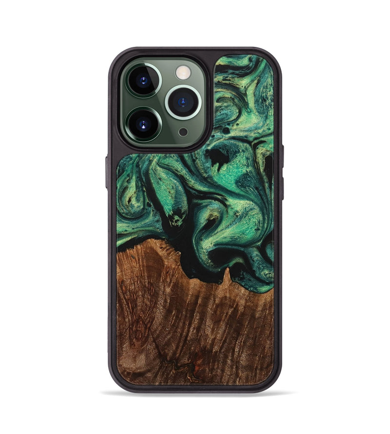 iPhone 13 Pro Wood+Resin Phone Case - Kevin (Green, 712999)