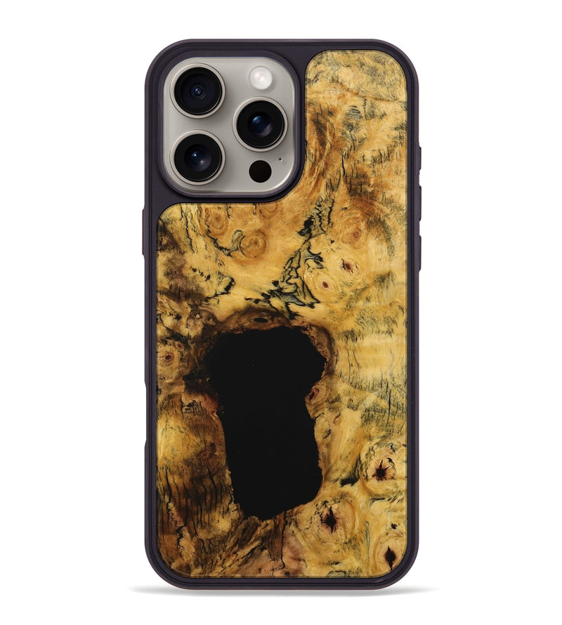 iPhone 16 Pro Max Wood+Resin Phone Case - Charity (Wood Burl, 713005)