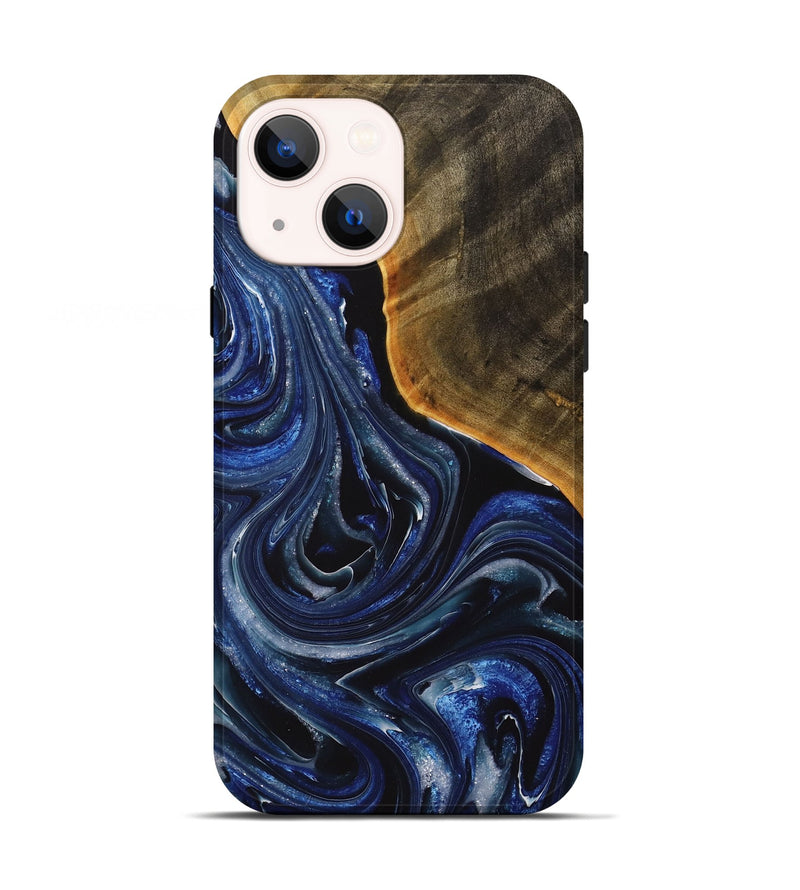 iPhone 13 Wood+Resin Live Edge Phone Case - Connie (Blue, 713020)