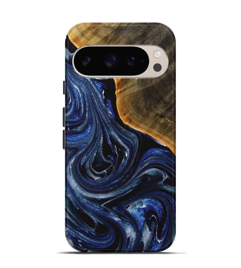 Pixel 9 Wood+Resin Live Edge Phone Case - Connie (Blue, 713020)