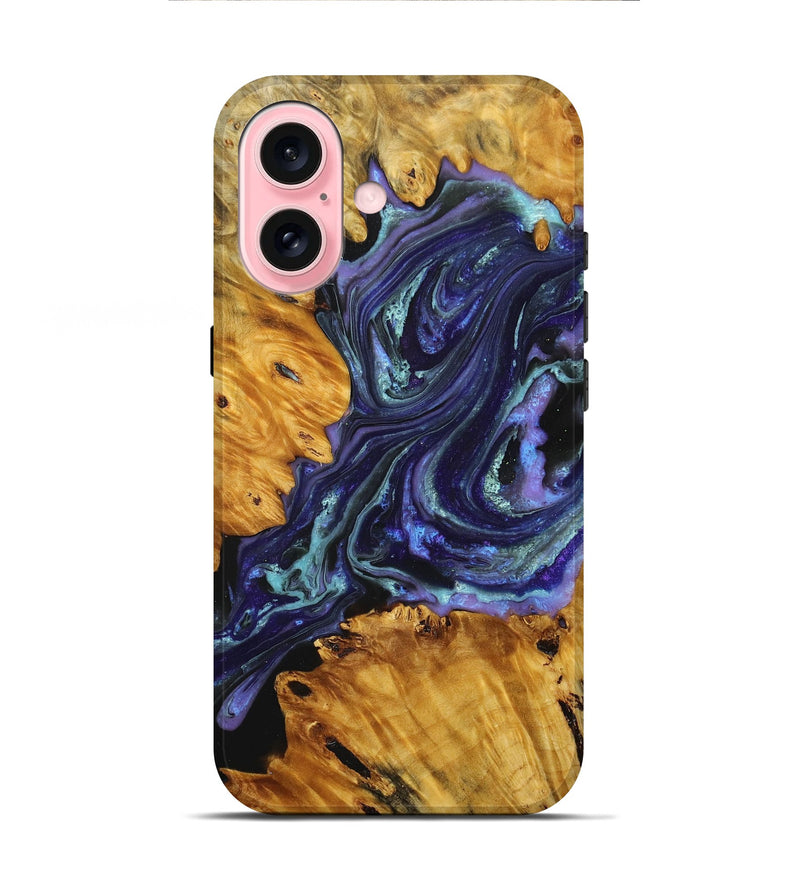 iPhone 16 Wood+Resin Live Edge Phone Case - Johnnie (Purple, 713027)