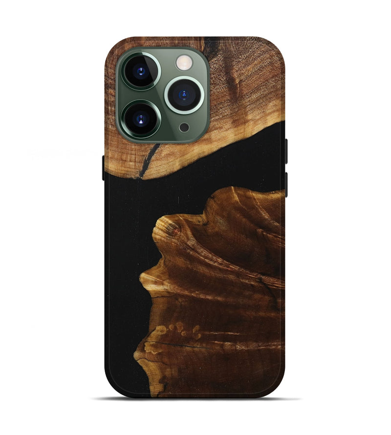 iPhone 13 Pro Wood+Resin Live Edge Phone Case - Branden (Pure Black, 713037)