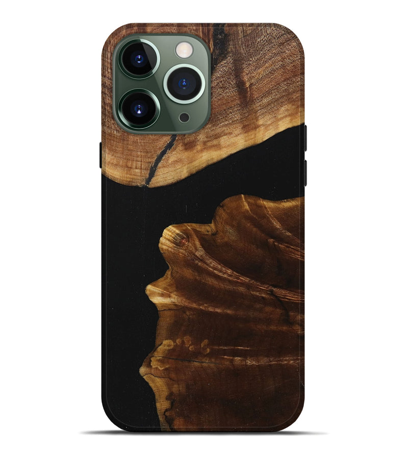 iPhone 13 Pro Max Wood+Resin Live Edge Phone Case - Branden (Pure Black, 713037)