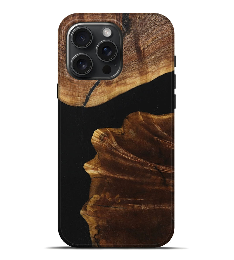 iPhone 16 Pro Max Wood+Resin Live Edge Phone Case - Branden (Pure Black, 713037)