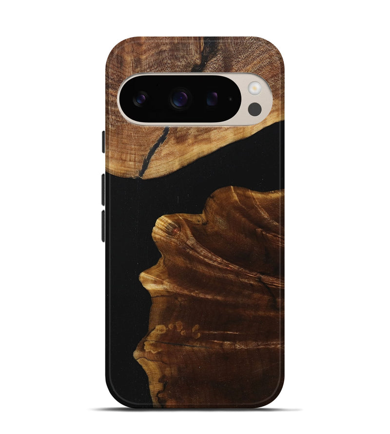 Pixel 9 Wood+Resin Live Edge Phone Case - Branden (Pure Black, 713037)