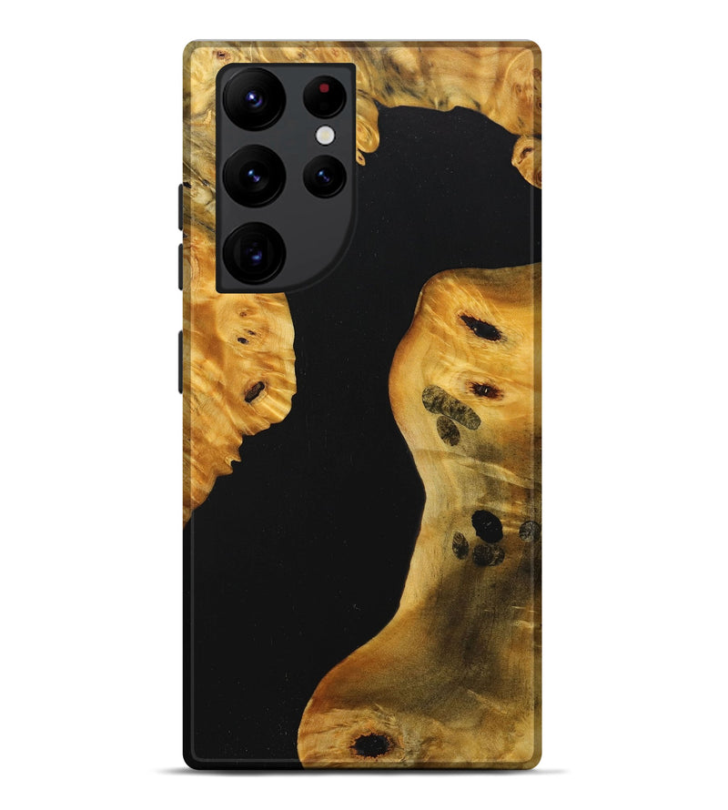 Galaxy S22 Ultra Wood+Resin Live Edge Phone Case - Tina (Pure Black, 713038)