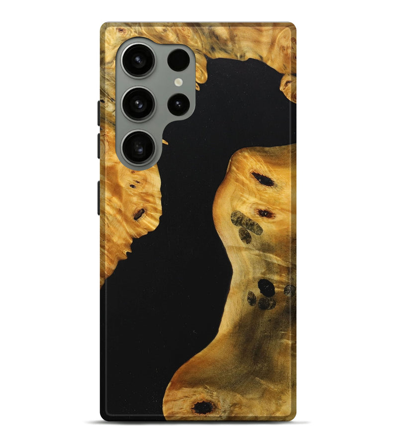 Galaxy S24 Ultra Wood+Resin Live Edge Phone Case - Tina (Pure Black, 713038)