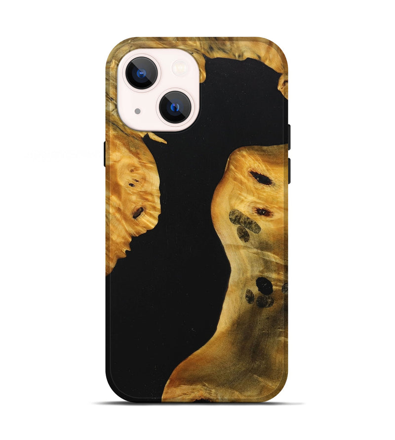 iPhone 13 Wood+Resin Live Edge Phone Case - Tina (Pure Black, 713038)