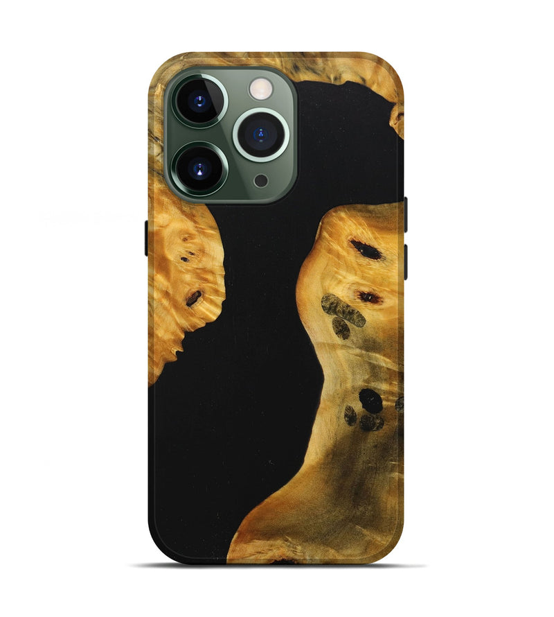 iPhone 13 Pro Wood+Resin Live Edge Phone Case - Tina (Pure Black, 713038)