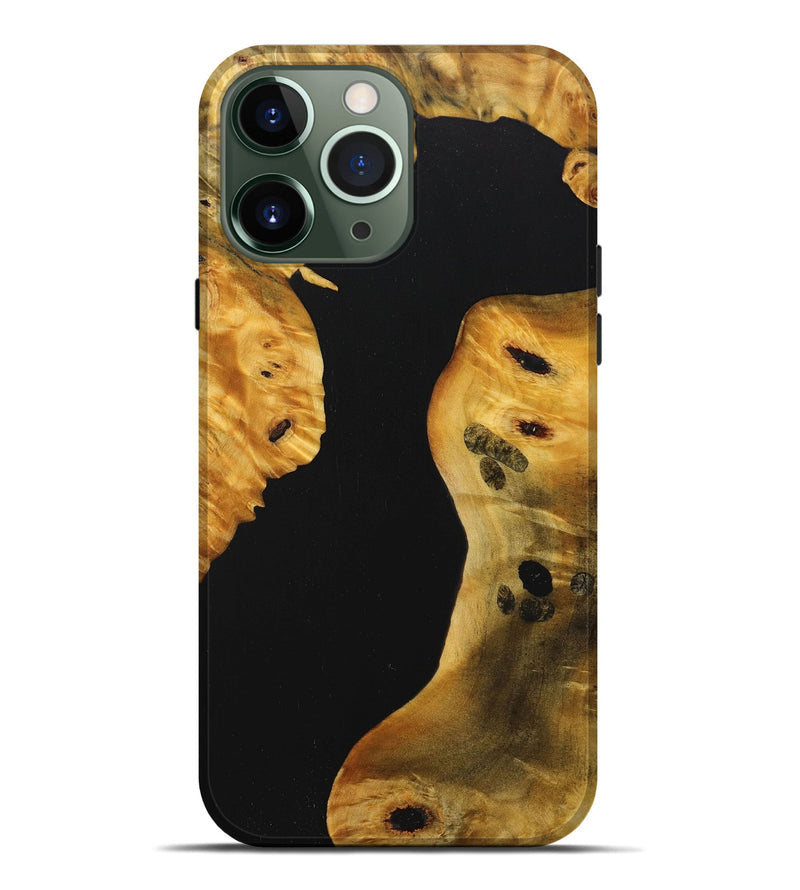 iPhone 13 Pro Max Wood+Resin Live Edge Phone Case - Tina (Pure Black, 713038)