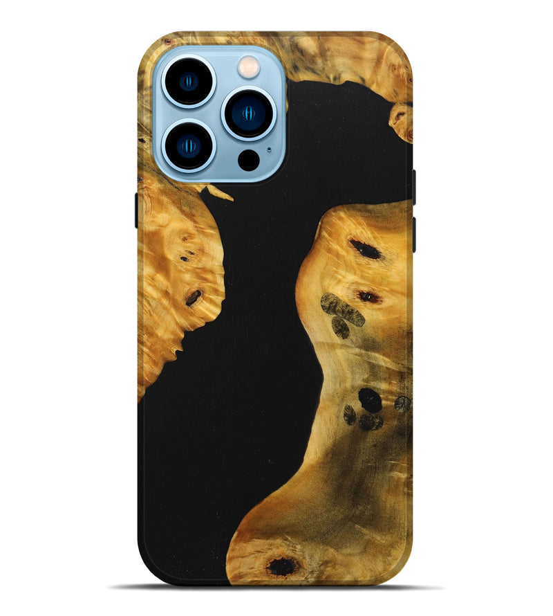 iPhone 14 Pro Max Wood+Resin Live Edge Phone Case - Tina (Pure Black, 713038)