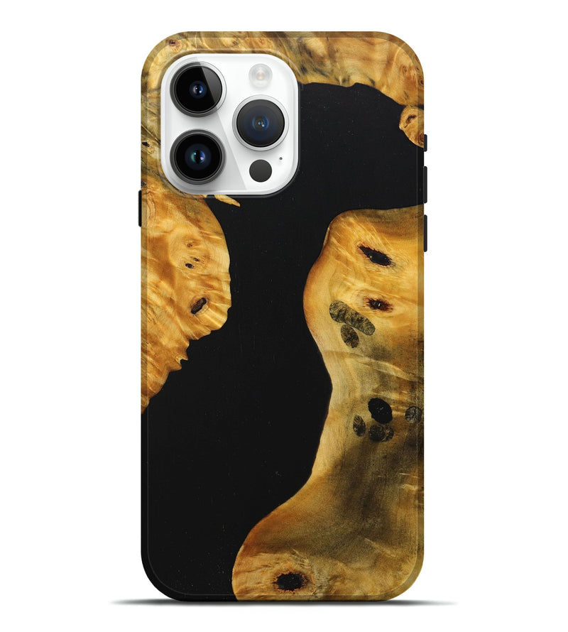 iPhone 15 Pro Max Wood+Resin Live Edge Phone Case - Tina (Pure Black, 713038)