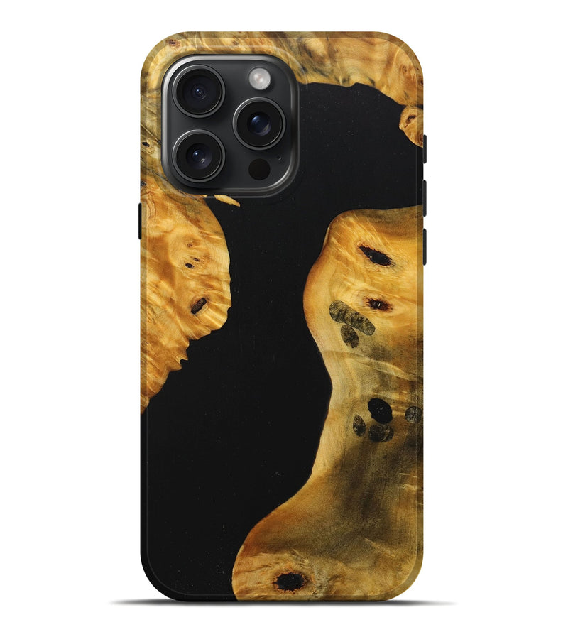 iPhone 16 Pro Max Wood+Resin Live Edge Phone Case - Tina (Pure Black, 713038)