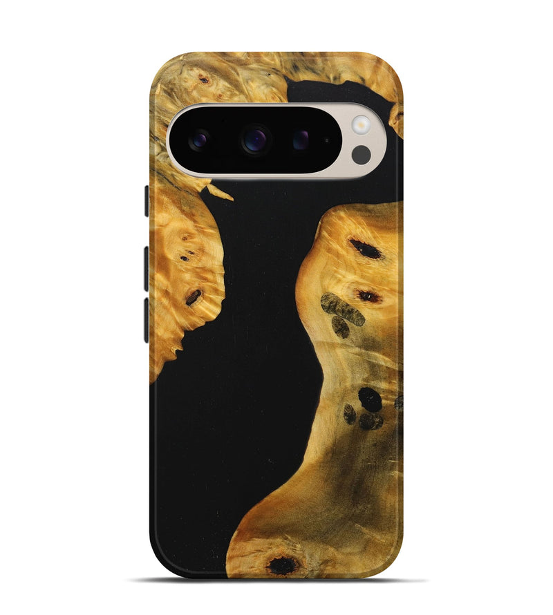 Pixel 9 Wood+Resin Live Edge Phone Case - Tina (Pure Black, 713038)