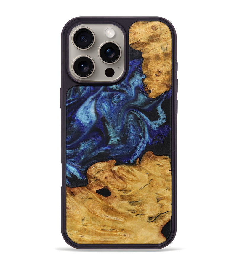 iPhone 16 Pro Max Wood+Resin Phone Case - Minnie (Blue, 713065)