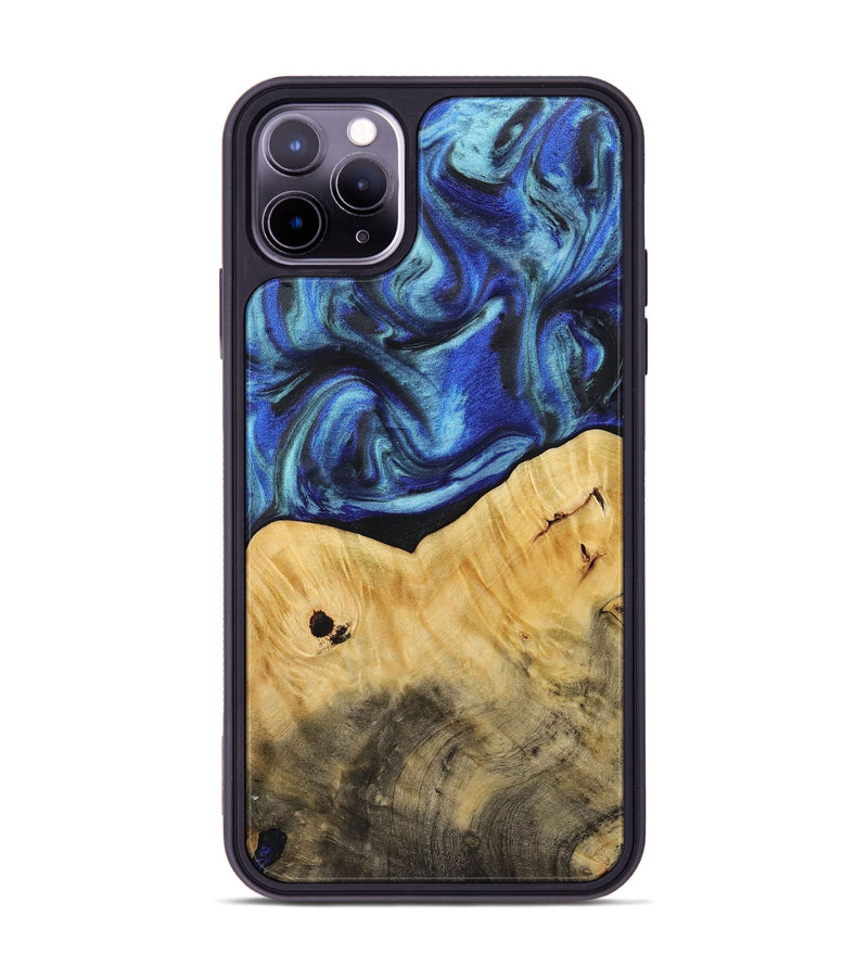 iPhone 11 Pro Max Wood+Resin Phone Case - Leticia (Blue, 713066)