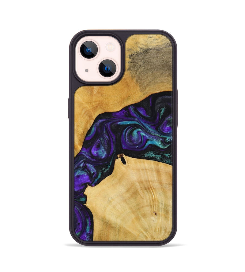 iPhone 14 Wood+Resin Phone Case - Theresa (Purple, 713151)