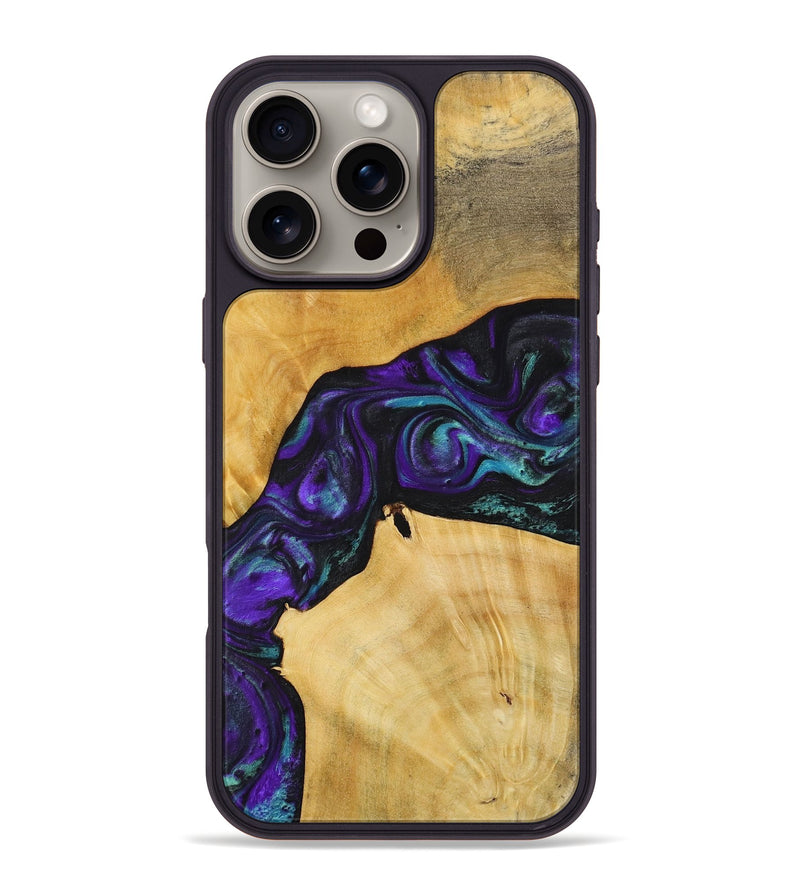 iPhone 16 Pro Max Wood+Resin Phone Case - Theresa (Purple, 713151)