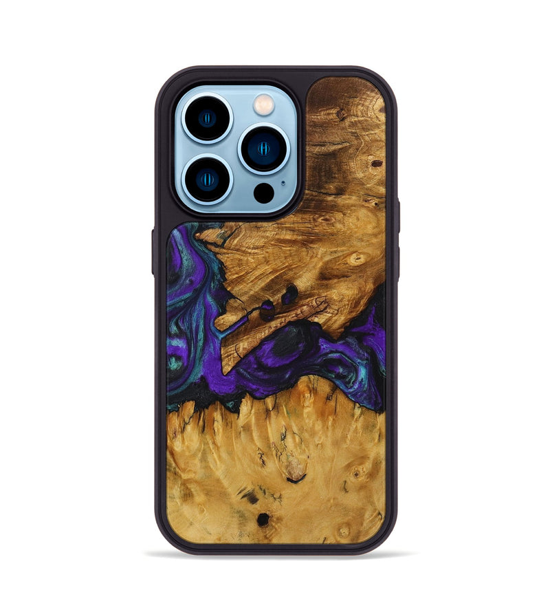 iPhone 14 Pro Wood+Resin Phone Case - Jacqueline (Purple, 713163)