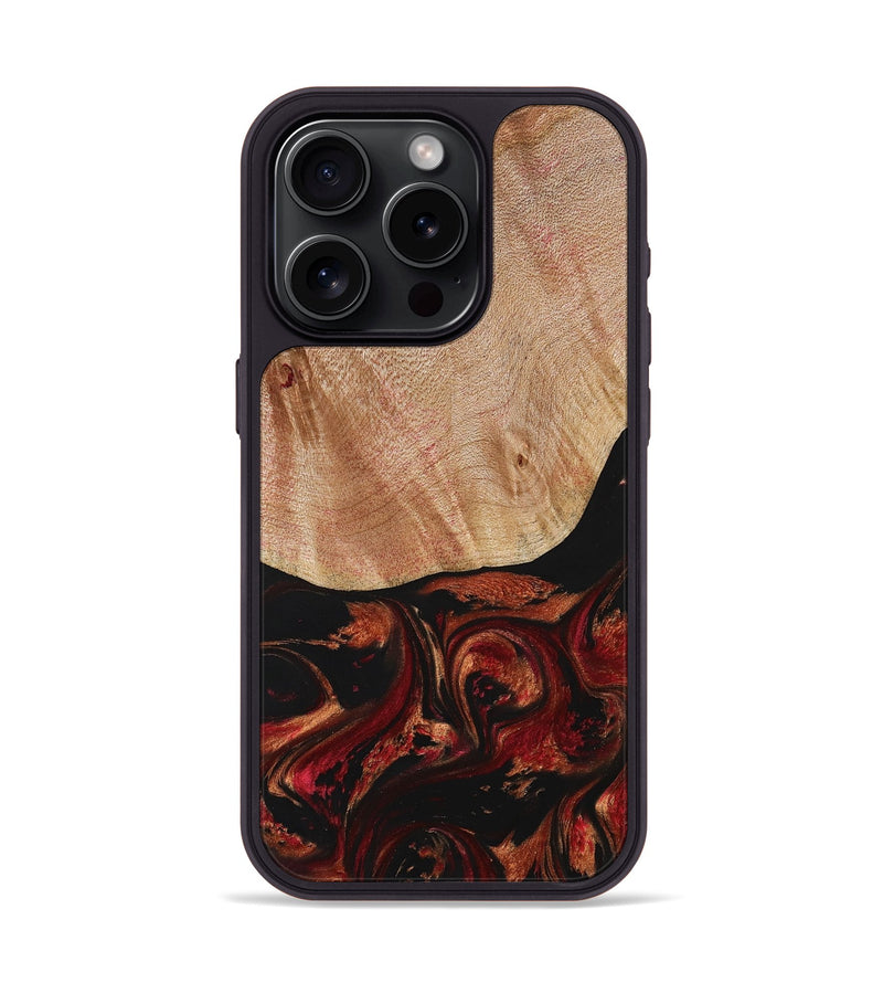 iPhone 15 Pro Wood+Resin Phone Case - Jarod (Red, 713183)