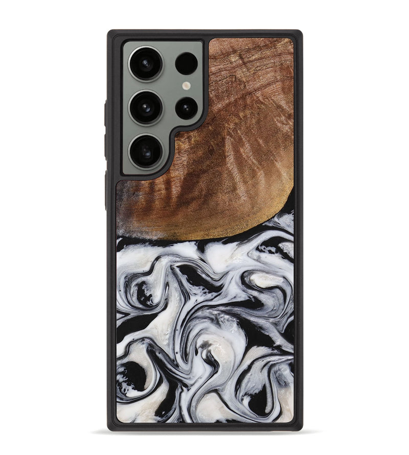 Galaxy S23 Ultra Wood+Resin Phone Case - Wilma (Black & White, 713186)