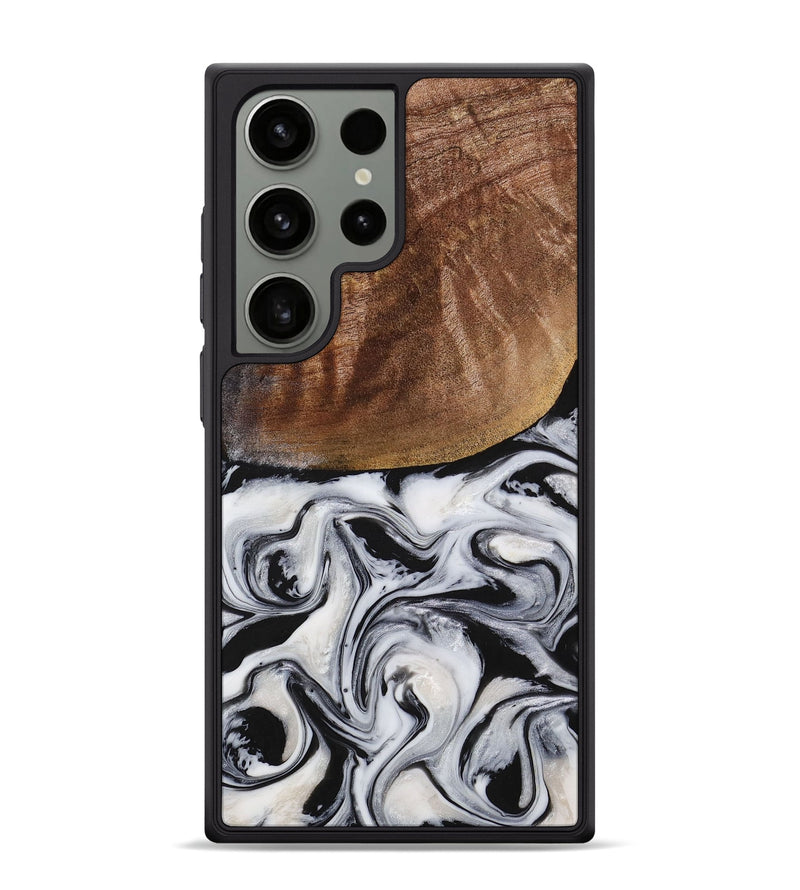 Galaxy S24 Ultra Wood+Resin Phone Case - Wilma (Black & White, 713186)