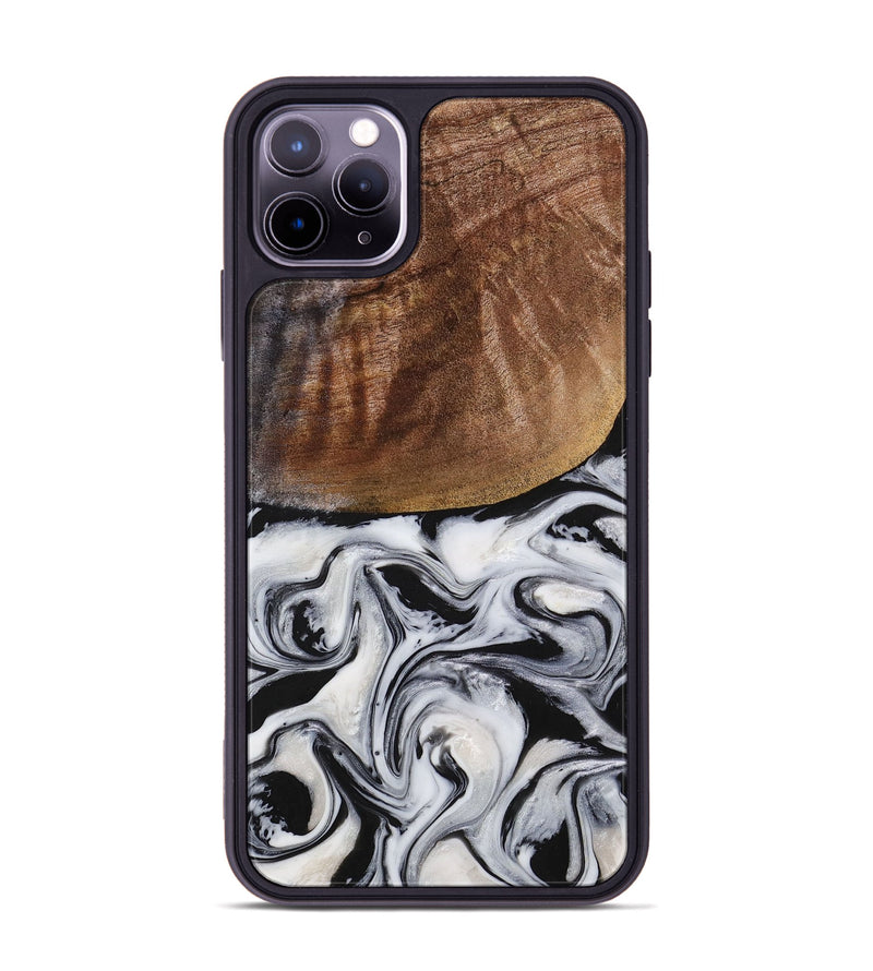 iPhone 11 Pro Max Wood+Resin Phone Case - Wilma (Black & White, 713186)