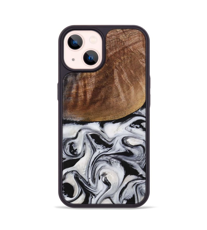 iPhone 14 Wood+Resin Phone Case - Wilma (Black & White, 713186)