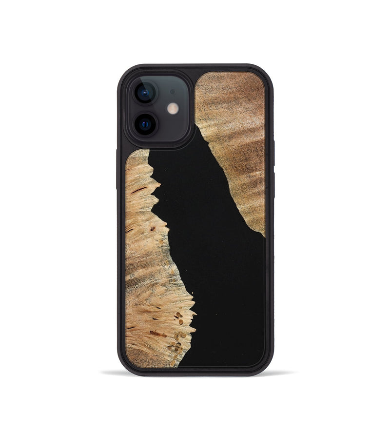 iPhone 12 mini Wood+Resin Phone Case - Kimberly (Pure Black, 713201)