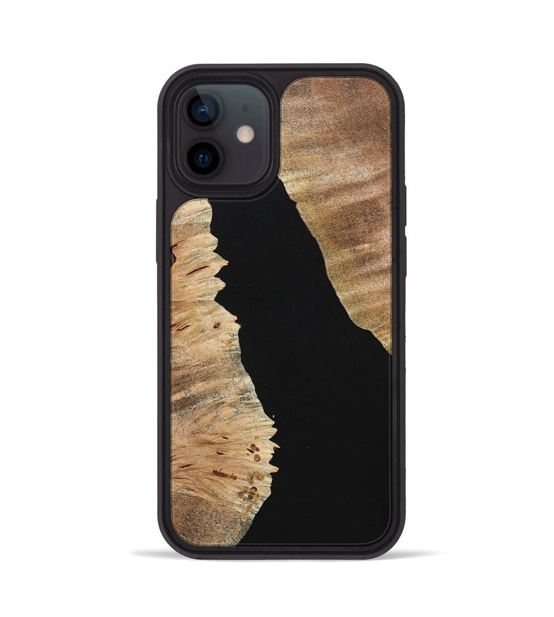 iPhone 12 Wood+Resin Phone Case - Kimberly (Pure Black, 713201)