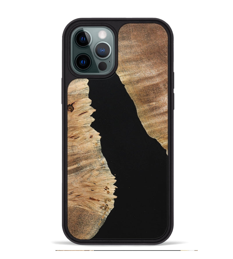 iPhone 12 Pro Max Wood+Resin Phone Case - Kimberly (Pure Black, 713201)