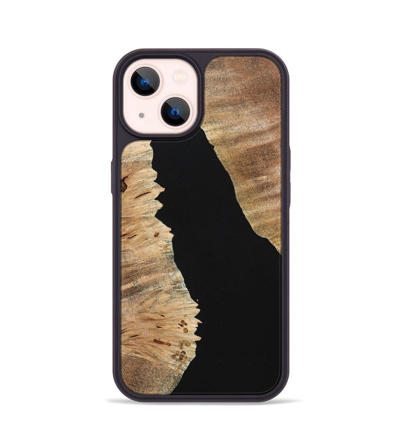 iPhone 14 Wood+Resin Phone Case - Kimberly (Pure Black, 713201)