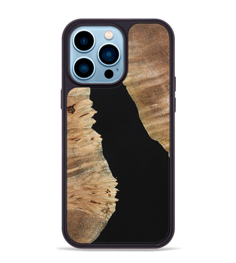 iPhone 14 Pro Max Wood+Resin Phone Case - Kimberly (Pure Black, 713201)