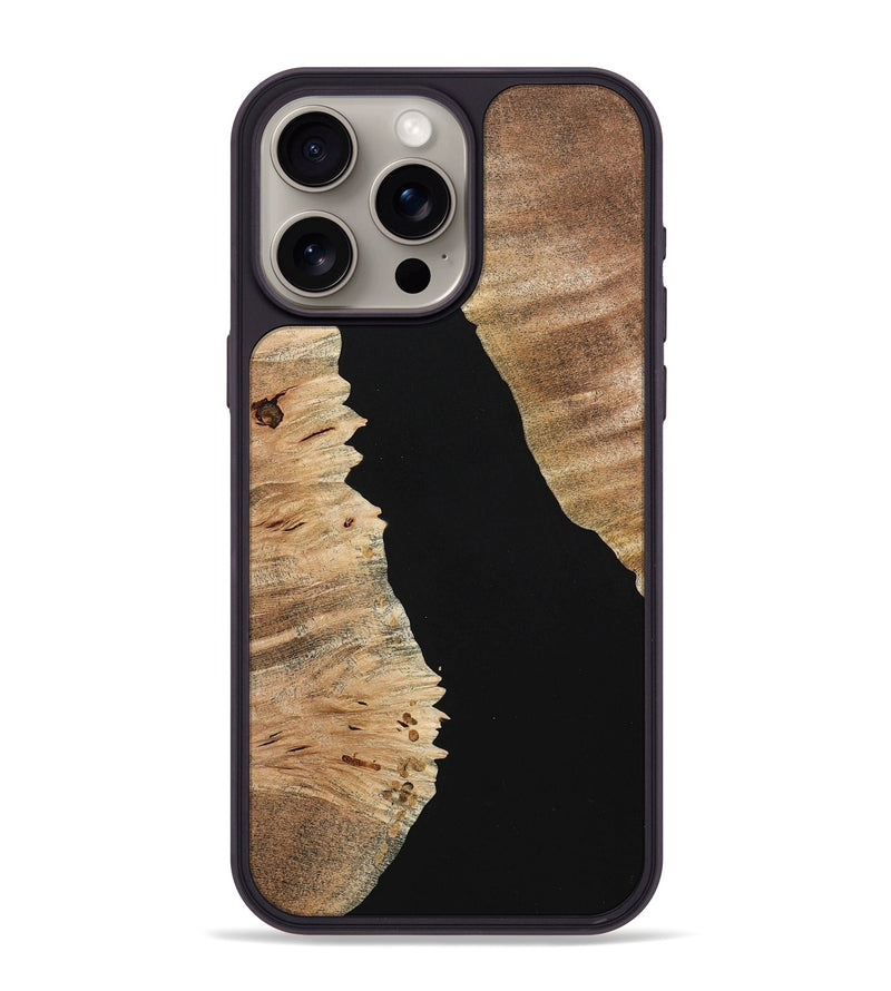 iPhone 15 Pro Max Wood+Resin Phone Case - Kimberly (Pure Black, 713201)