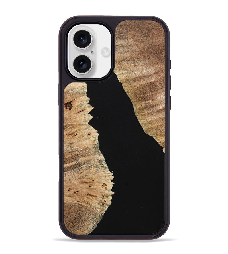 iPhone 16 Plus Wood+Resin Phone Case - Kimberly (Pure Black, 713201)